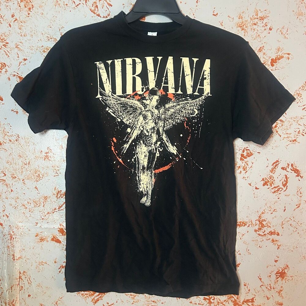 Nirvana In Utero Angel Graphic T-Shirt Black 707 Size Small Medium